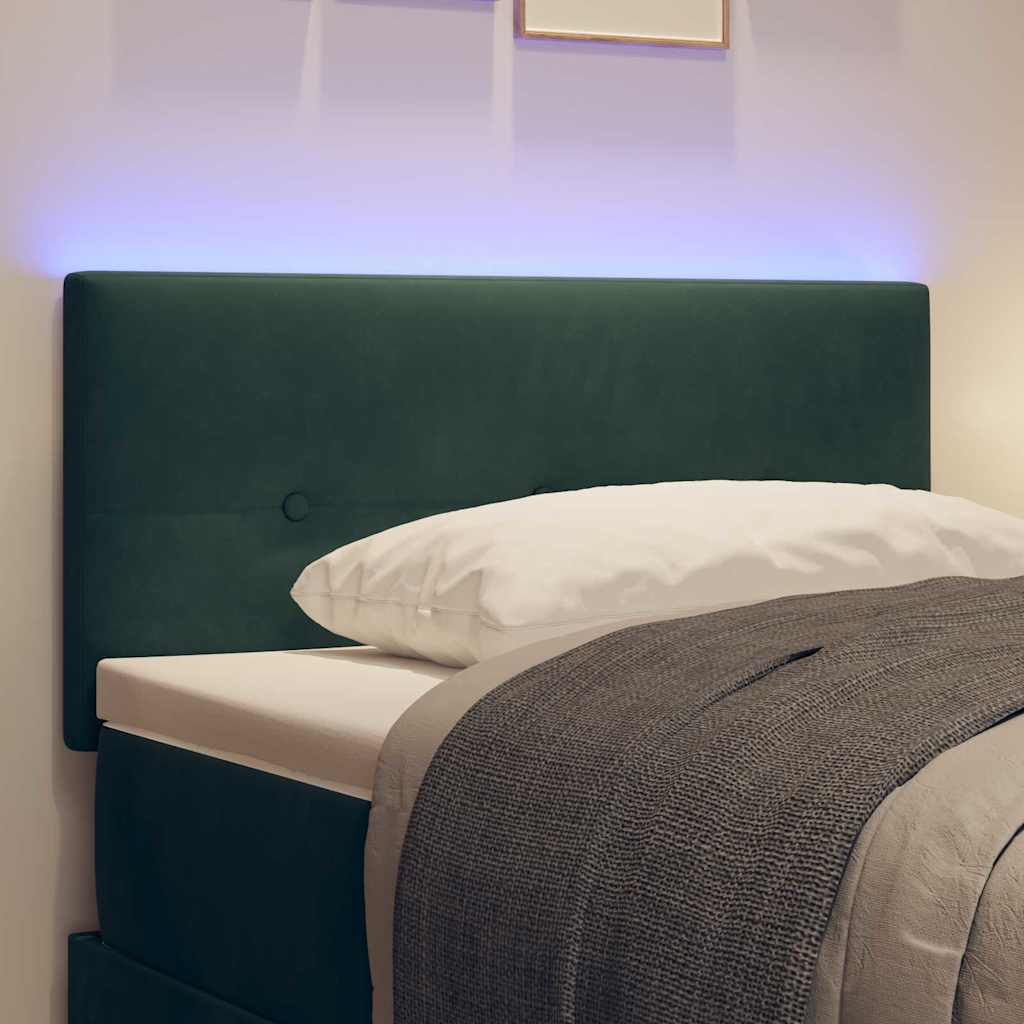 Headboard with LED Strip Lights Adjustable Green 100 cm Velvet